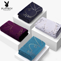 花花公子内裤男士内裤冰丝平角男四角内裤头短裤衩潮印花款时尚透气底裤