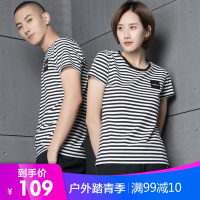 赛琪2019夏季T恤女圆领条纹情侣正品跑步运动休闲体恤男上衣119459-460