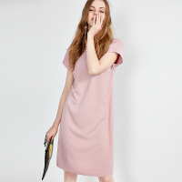 简约系带宽松连衣裙
