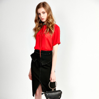 简约飘带雪纺上衣