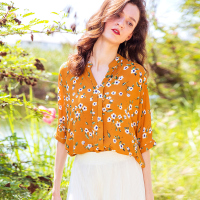 简约印花套头宽松显瘦衬衫