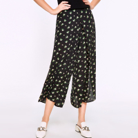 松紧印花阔腿长裤