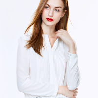 浪漫风情气质立领雪纺衬衫