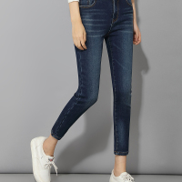 加厚加绒弹力牛仔小脚裤