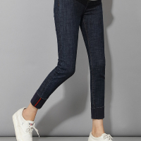 加厚脚口装饰牛仔小脚裤