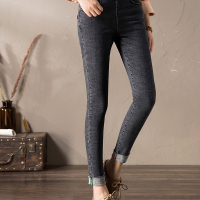 简约修身橡筋腰小脚牛仔裤