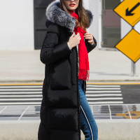 茧型显瘦羽绒服保暖大拉链个性贴袋气质百搭外套黑色