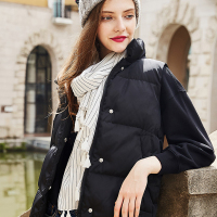 韩版立领简约羽绒背心显瘦短款面包服百搭保暖马甲黑色