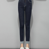 春季新款中腰修身弹力显瘦小脚通勤牛仔裤长裤女