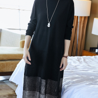 圆领宽松长袖针织连衣裙