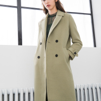 廓形双排扣毛呢外套淡绿