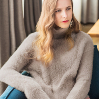 气质高领短款箱型套头衫