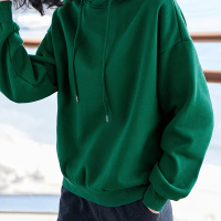 休闲基础款连帽卫衣军绿