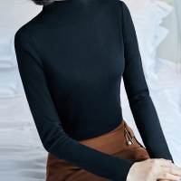 半高领修身打底百搭恤衫黑色