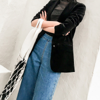 韩版气质百搭丝绒显瘦小西装