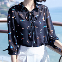 趣味印花衬衫简约上衣时尚轻薄上衣