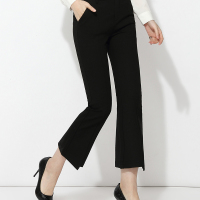 春季新款弹力休闲喇叭裤不规则显瘦修身九分微喇裤女