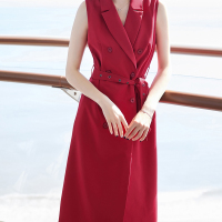 简约修身外套通勤双排扣系带马夹韩风高街款上衣