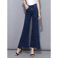 新款春季弹力修身显牛仔喇叭裤 显腿长阔腿裤子女裤腿磨边长裤