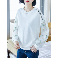 甜美绣花卫衣拼接网纱上衣甜美长袖恤衫