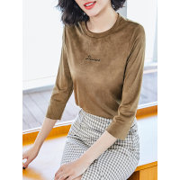 春合体麂皮绒舒适休闲百搭套头胸口字母印花时尚卫衣