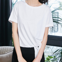 宽松舒适简约大气实穿绑带时尚舒适基础款显瘦恤衫