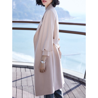 时尚灯笼袖外套通勤系腰带风衣百搭纯色中长上衣