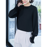 简约雪纺衬衫轻熟风透视衬衣知性OL上衣