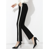 春装新款弹力修身显瘦休闲喇叭裤高腰撞色边高弹微喇裤韩版时尚显瘦鱼尾裤