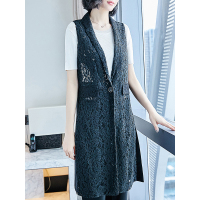 精致蕾丝外套简约中长马夹时尚拼接上衣