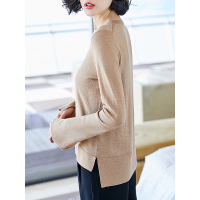 圆领细针舒适针织衫