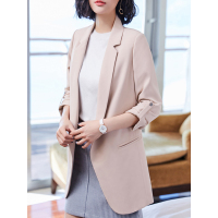 简约开襟外套通勤百搭小西装OL七分袖上衣