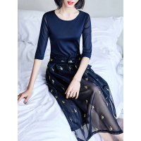 透气绣花网纱套装百搭淑女两件套时尚减龄裙装