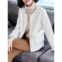 仿羊剪毛圆领长袖短外套