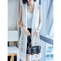 精致蕾丝外套简约中长马夹时尚拼接上衣