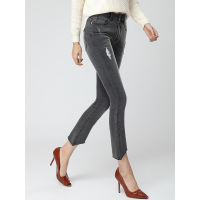 韩版显瘦百搭牛仔裤修身时尚破洞小脚裤中腰九分裤