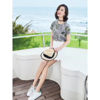 套头夏季印花仙人掌百搭舒适休闲时尚减龄内搭恤衫