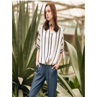 休闲百搭束脚口中腰宽松天丝牛仔裤女