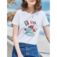 卡通甜美印花T恤合体百搭上衣舒适简约恤衫女士T恤