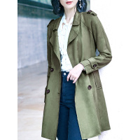 韩版显瘦麂皮绒外套长款过膝中长款大衣