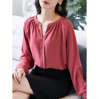 宽松休闲百搭衬衣气质百搭女上衣女