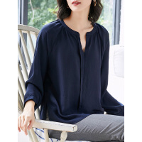 宽松休闲百搭衬衣气质百搭女上衣女