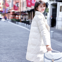 德玛纳特殊辑线翻领鹅绒羽绒服女中长款2018冬季新款保暖加厚外套