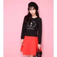 拉夏贝尔Candie's2018春装新款时尚活力亮纯色高腰伞裙半身裙30061021