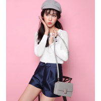 拉夏贝尔Candie's2018春装新款时尚纯色修身显瘦外穿短休闲裤女30054013