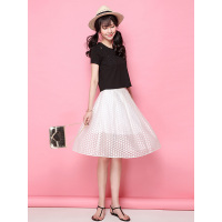 拉夏贝尔Candie's2018夏装新款印花网纱蓬蓬裙时尚百搭半身裙30062033