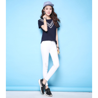 拉夏贝尔Puella普埃拉2018夏装新款休闲修身破洞中腰铅笔裤长裤女20008038