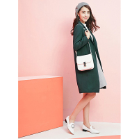 拉夏贝尔2018秋装新款长梭织西装直身型西装外套墨绿20008383