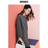 拉夏贝尔2018秋装新款长针织外套双面双色廓型外套灰色20008386
