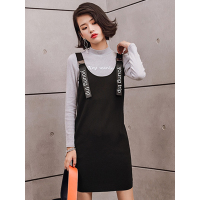 拉夏贝尔2018秋装新款毛织连衣裙黑色70006569